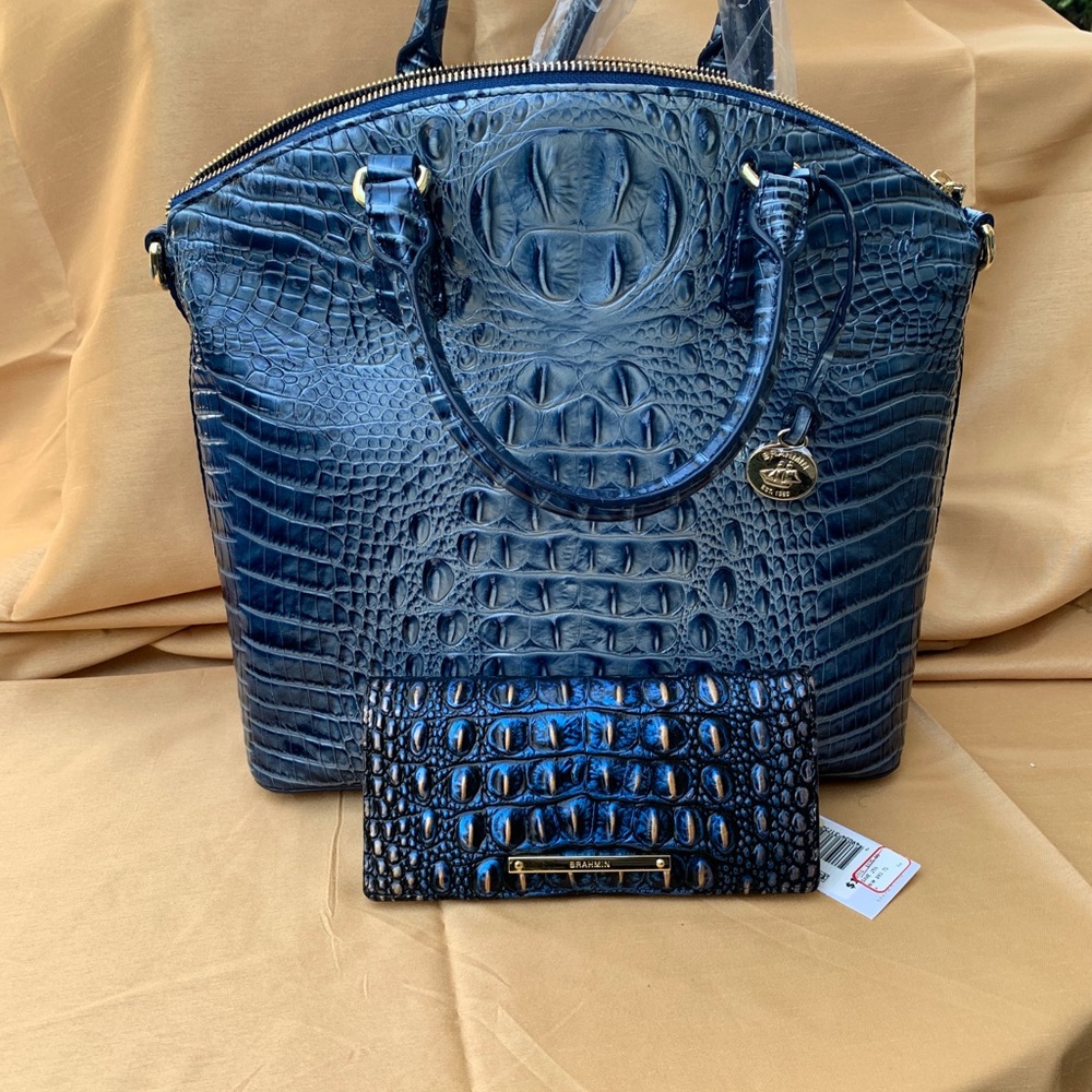 Brahmin Blue Satchel bag and wallet NWT